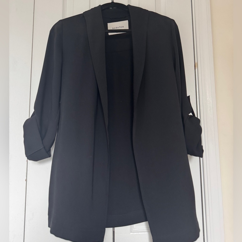 ARITZIA | BABATON | Kahlo Robe Mid Length Collared Black Blazer Jacket (Size XS)